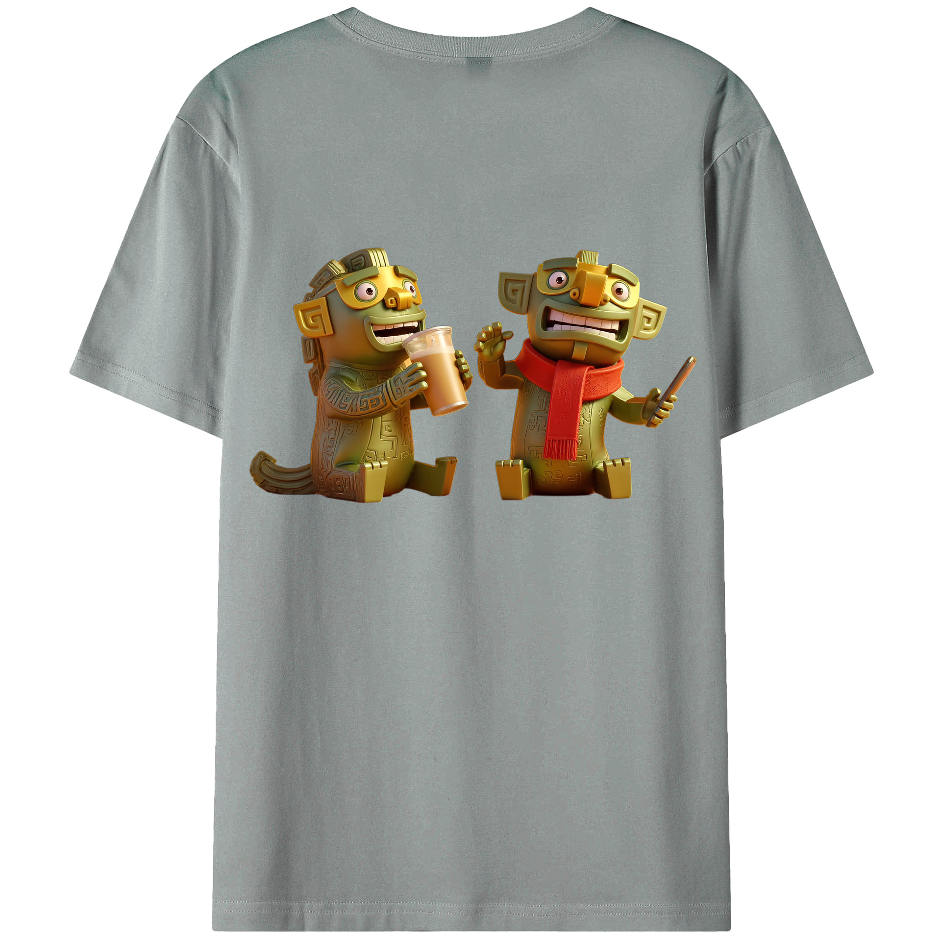 （画像用） Ne Zha 2 ナタ 魔童の大暴れ 綿100％ メンズ半袖Tシャツ（バックプリント） 通気性